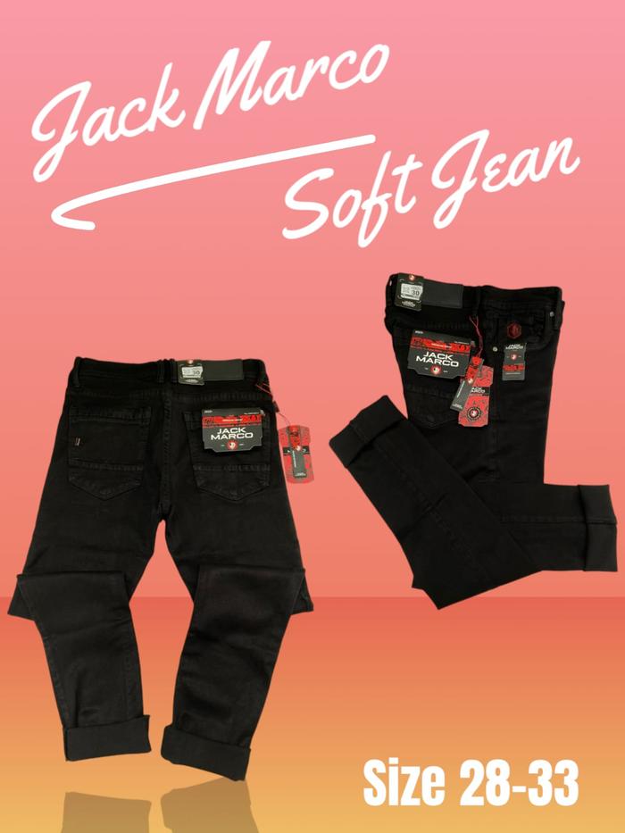 Jack Marco - Celana Skinny Fit Jeans Pria Bahan Soft Stretch Denim Warna Hitam Nyaman Panjang Slim