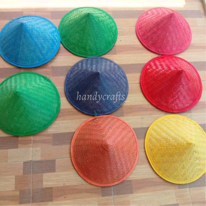 Caping bambu warna / topi caping warna premium