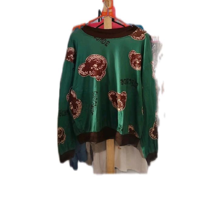 Preloved Thrift @Crowneck Switer Sweater Atasan Oversize Sweatshirt Katun Wanita Crewneck Baju Kaos 