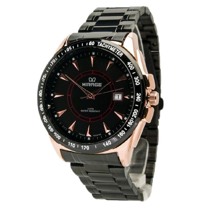 Mirage 7614 Black Rosegold Jam Tangan Original