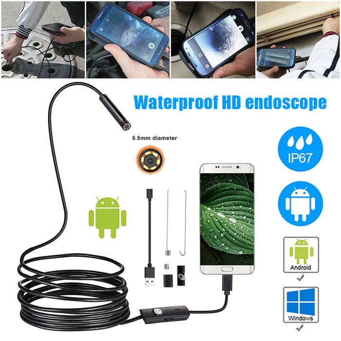 5.5mm Industrial Endoscope Camera HD USB LED Endoscope Waterproof