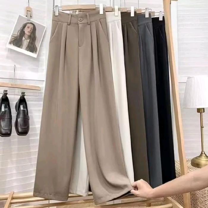 Celana Kulot Loose Pants Trouser Wanita - Anti Kusut - Celana kerja wanita Panjang Nyaman Polyester