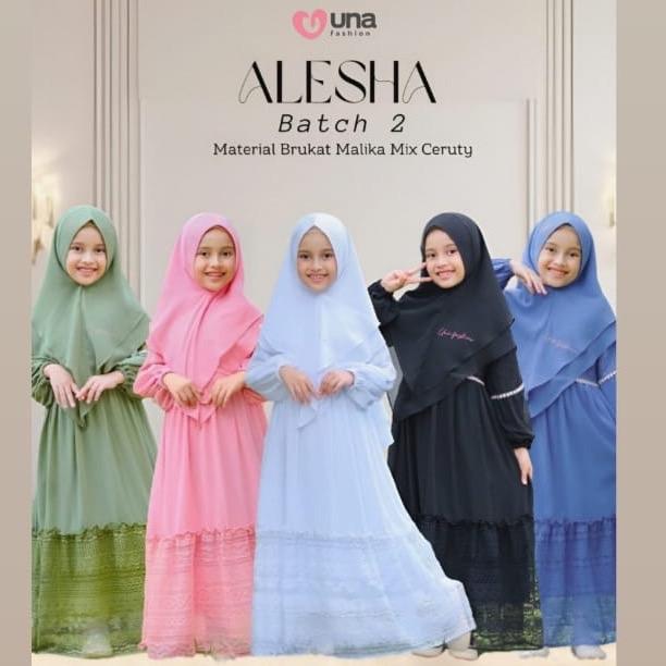 Gamis Alesha by Una fashion || gamis brukat anak || gamis hari raya