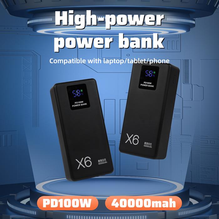 100W Dua Arah 40000Mah Kapasitas Tinggi Tampilan LED PD QC3 +