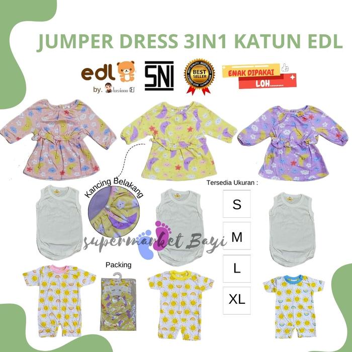 Jumper Dress 3IN1 EDL / Jumper Dress / Dress Anak Perempuan / Jumper 3 in 1 / Baju Setelan Anak / 33