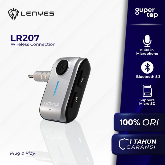 Lenyes LR207 Bluetooth Receiver 5.3 Aux 3.5mm Alat Bluetooth Audio Mobil Speaker Mp3 with Mic