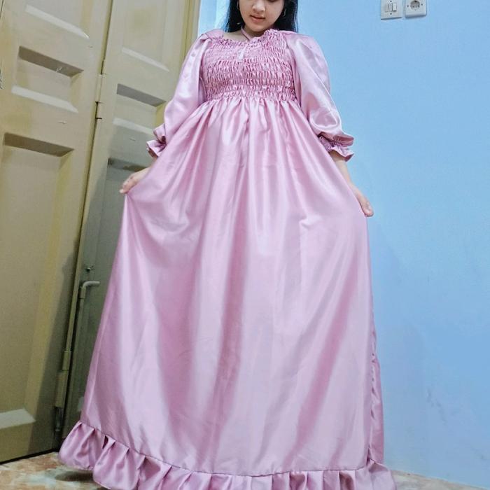 || Gamis Satin  Kerut Dada ||