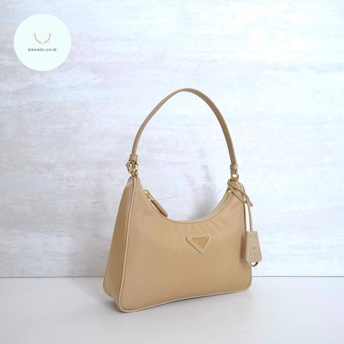 PRADA NYLON TOTE BAG RE - EDITION 2005 IN NAVY BLUE / BLUE BALTICLUE, BRANDY & CAMEL GHW COLOR WITH 