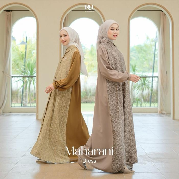 Rh Col Maharani Dress New ( Gamis Lebaran, Gamis Terbaru, Gamis Silky, Gamis Monogram) Pasti Ori