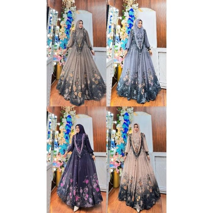 Gamis Set Khimar Printing Premium Elegan Modern Ayda Series Nefirna