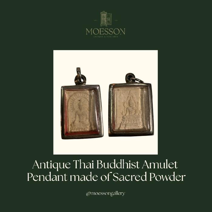 Liontin Amulet Buddhist Thailand terbuat dari Bubuk Suci Antik Jadul