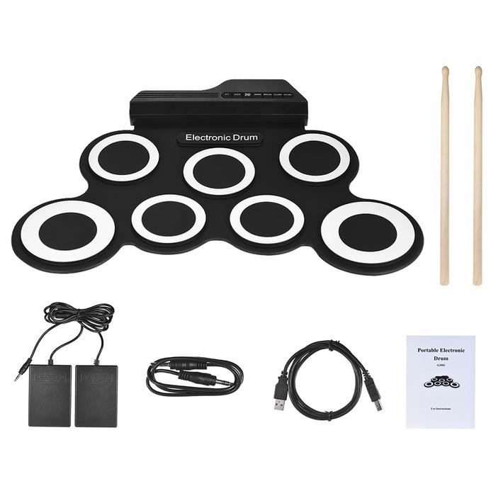 Portable Digital Electronic Roll Up Drum Set Kit 7 Silicon Drum Pads