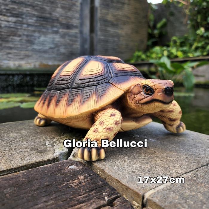 Patung pajangan kura2 sulcata tortoise JUMBO statue turtle kura kura dekorasi kolam taman