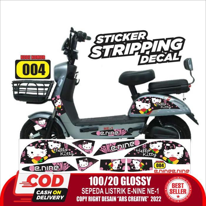 Stiker Striping Sepeda Listrik E-Nine Variasi ARS001 Hello Kitty