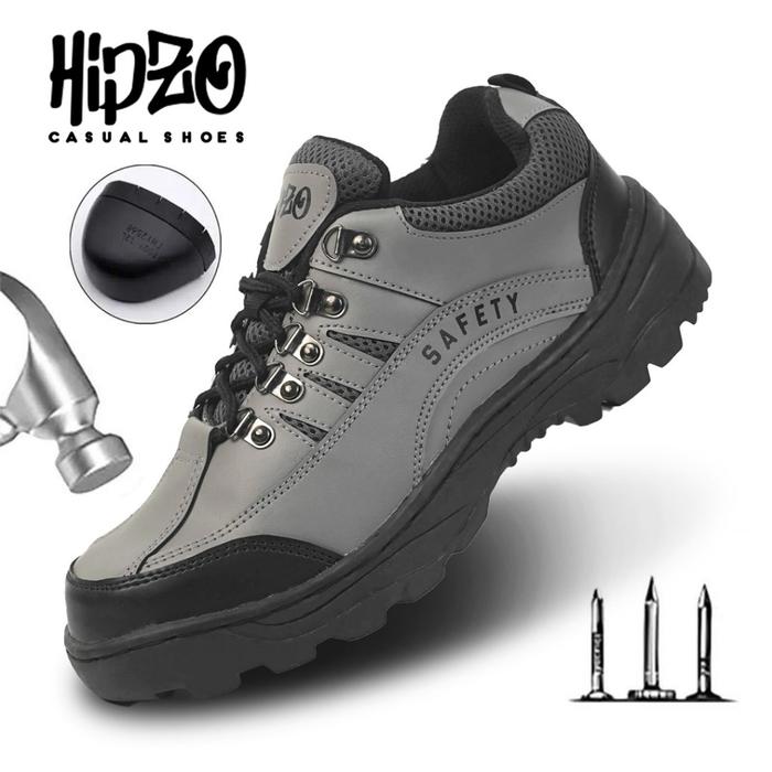SEPATU SAFETY PRIA ORIGINAL 100% SAFETY SHOES OUTDOOR UJUNG BESI UNTUK KERJA PROYEK TAMBANG HIPZO SP