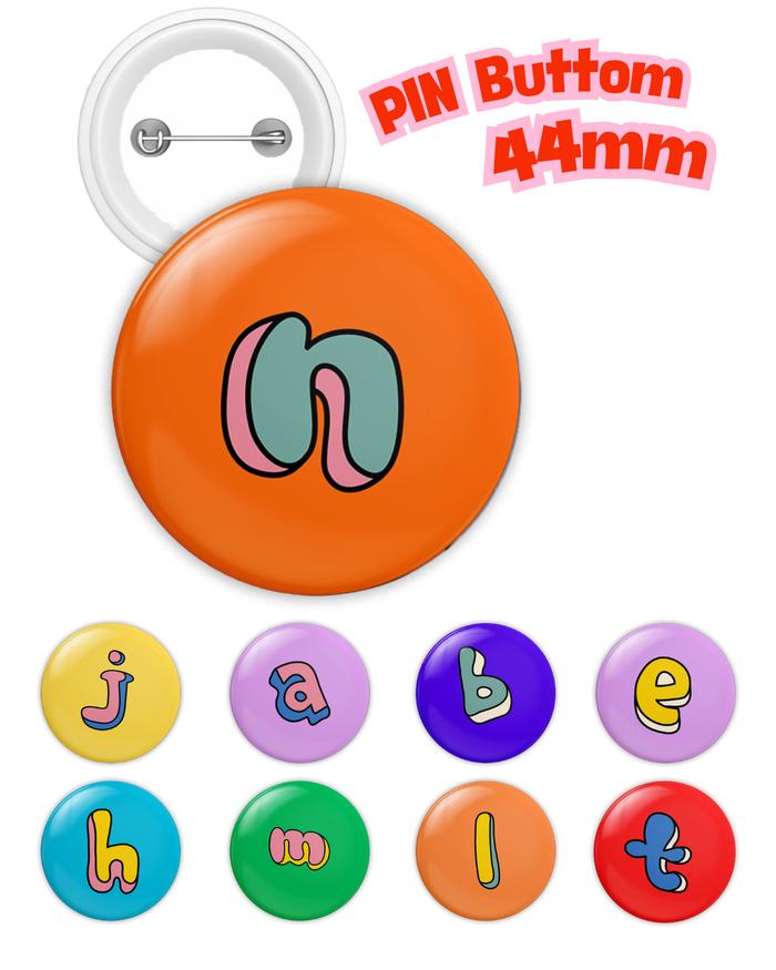 Annasya Collection Pin Bros Press Pin Button 44mm Alphabet Karakter Nakami
