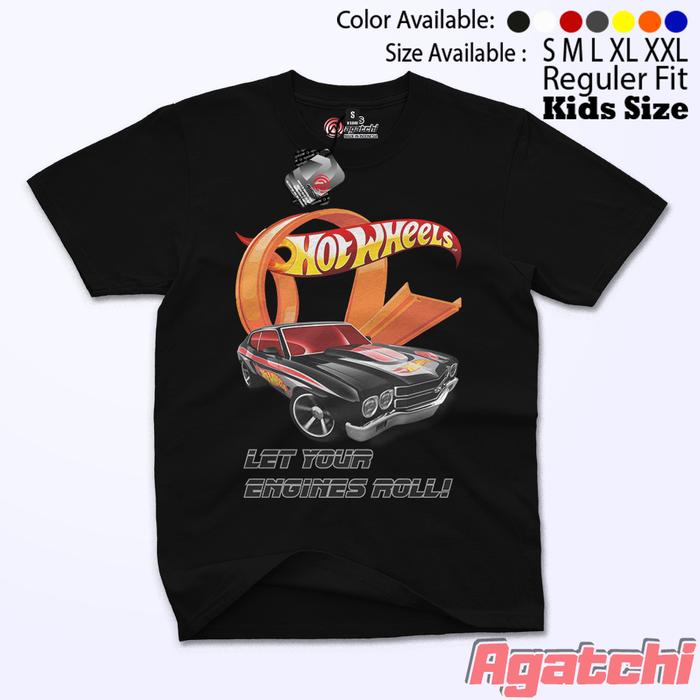 Agatchi Baju Anak Kaos Atasan Anak Kids T Shirt Motif Hotwheels Engine Roll Bahan Cotton Combed 30s 