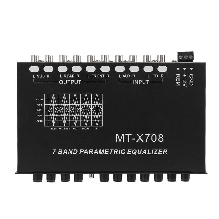 2X 7-Band Car Audio Equalizer, Adjustable 7 Bands EQ Amplifier