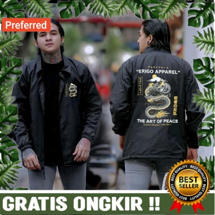 JAKET COACH PRIA ERIGO APPAREL CJ NAGA HITAM /JAKET PRIA CASUAL
