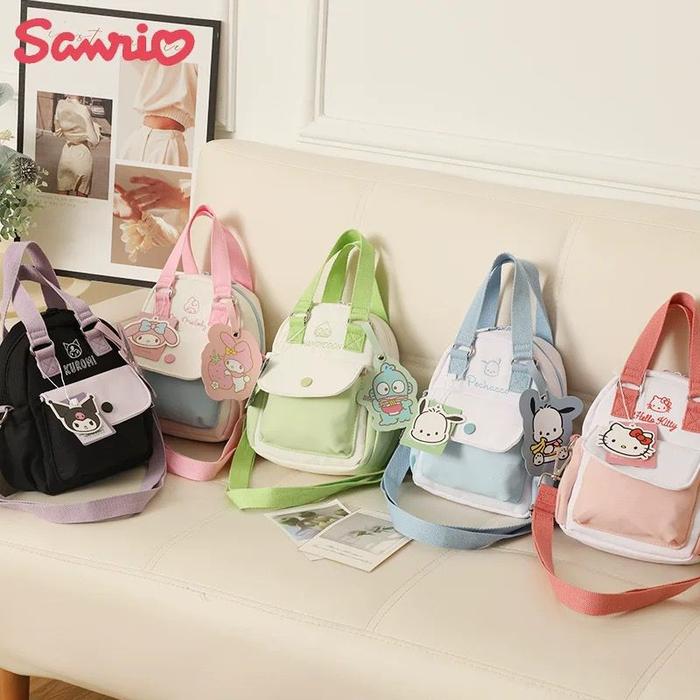 Tas selempang kanvas anak perempuan Motif karakter kartun perempuan cute bahan kanvas
