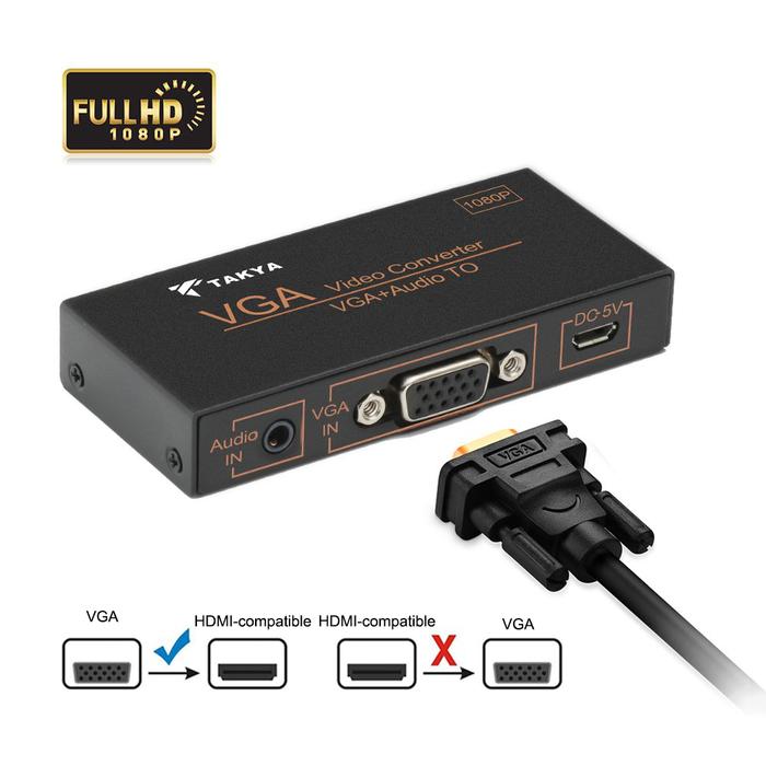 VGA to HDMI-compatible Converter Monitor/PS3/PS4/HDTV/Blue-ray DVD 3.5mm Audio Micro USB Power, HDMI