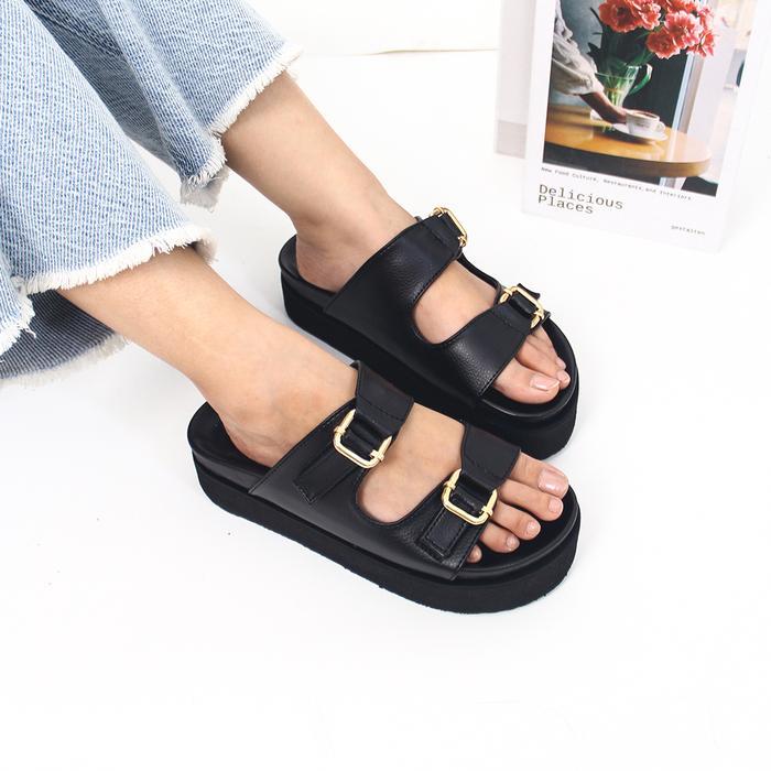 (Promo) Uncle Jack Sandal Casual Wanita Kulit Platform Anti Slip Rimar