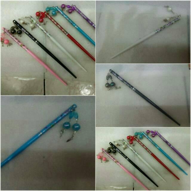 Aksesori Rambut Jepang Tusuk Konde Kayu Motif Gambar Elegan