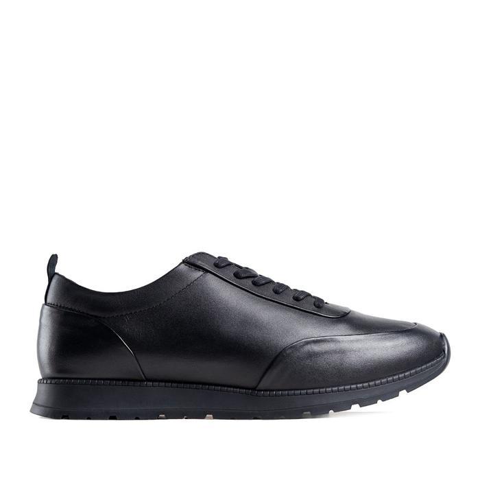 Prabu - Panji All Black Sepatu Kulit Sneakers Pria Hitam - 41