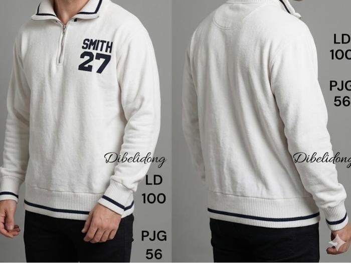 Sweater half zip sporty putih