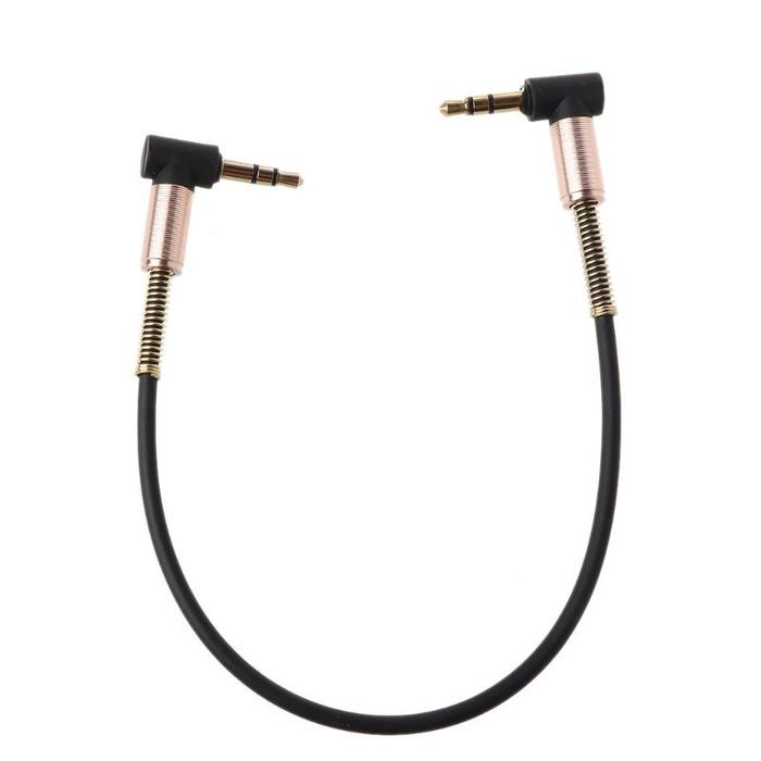 L21D 24cm Dual 90 Degree Nylon 3.5 mm to 3.5mm Male Jack Cable Car Aux Cord for Phone Tablet Playe