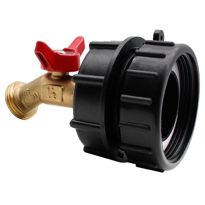 IBC Tote Fitting,275-330 Gallon IBC Tote  Adapter Fine Thread Tote Valve,Lead-Free Brass Hose Faucet