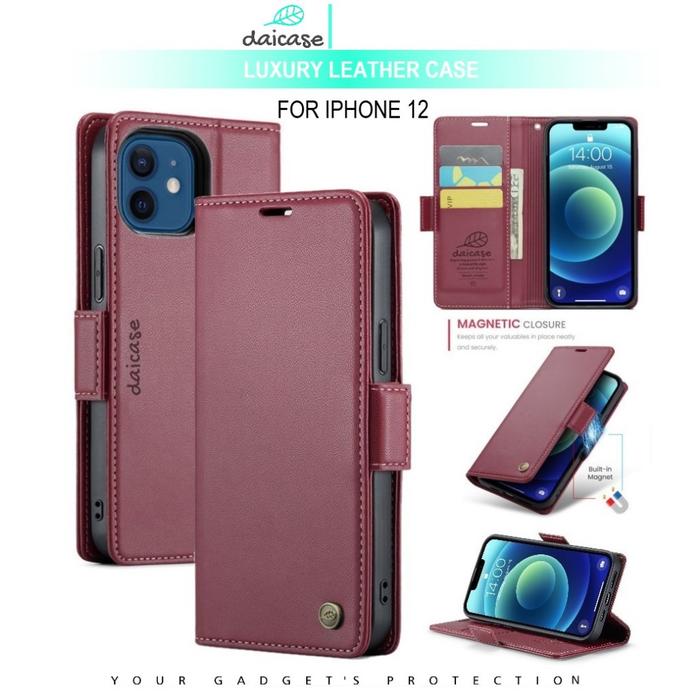 IPHONE 12 FLIP LEATHER CASE PREMIUM-FLIP WALLET CASE UNTUK IPHONE 12