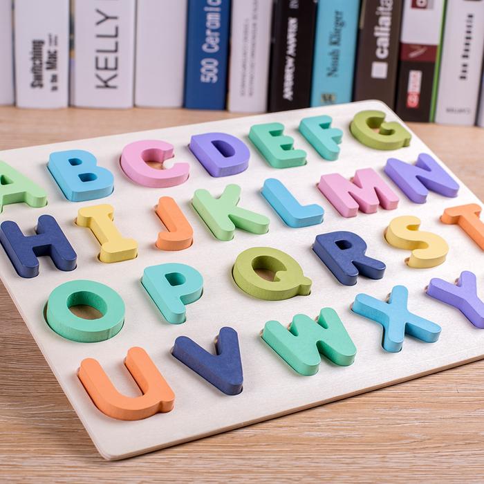 COD Puzzle ABC dan Number Timbul Jumbo Murah Chunky Puzzle Anak Kayu 3D Puzzle Huruf dan Angka Jigsa