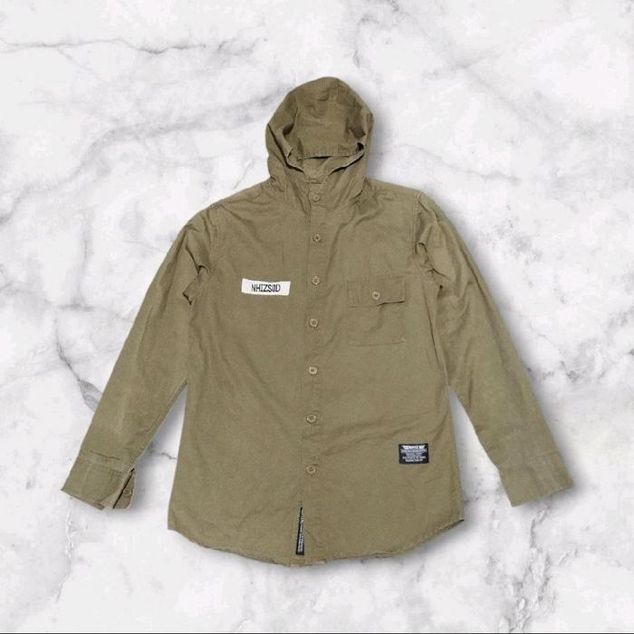 Neighborhood x Izzue Plus Olive Green Longsleeve Shirt With Hoodie Original