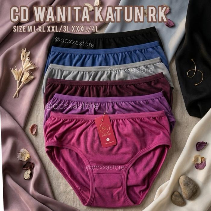 2,3,6,12Pcs CD Celana Dalam Wanita Katun Polos Lembut Nyaman Putri Indah