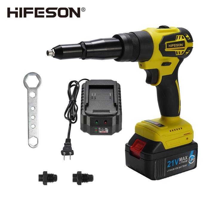 HIFESON 21V Brushless Electric Rivet Gun Cordless Rivet Nails Tool