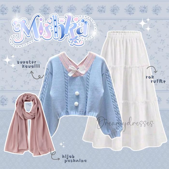 Set 136B - OOTD Korean Look 3in1 Mix and Match One Set Korean Hijab Outfit Simple Kece Atasan Cewek
