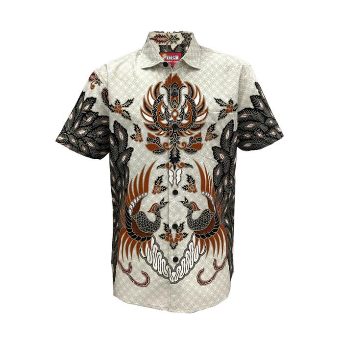 T✪KV PINGU KEMEJA BATIK ANAK LAKI LAKI PENDEK CREAM 92200828 A✔QM
