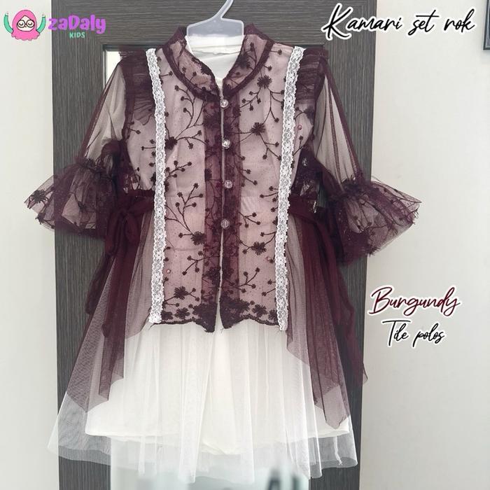 PREMIUM KAMARI set rok anak ice blue,burgundy,set gaun anak,set rok anak lebaran.,kebaya anak,gamis 