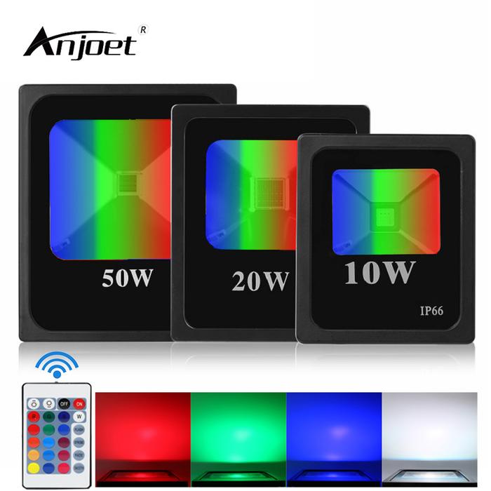 ANJOET RGB Floodlight 10W 20W 30W 50W IP66 LED Waterproof Outdoor