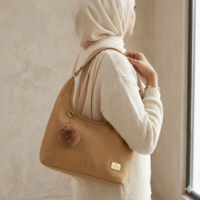 LILIPOM TAS BAHU WANITA CASUAL FREE BAG CHARM MUAT TABLET 12inch | TAS KULIAH WANITA LUCU | TAS BAHU