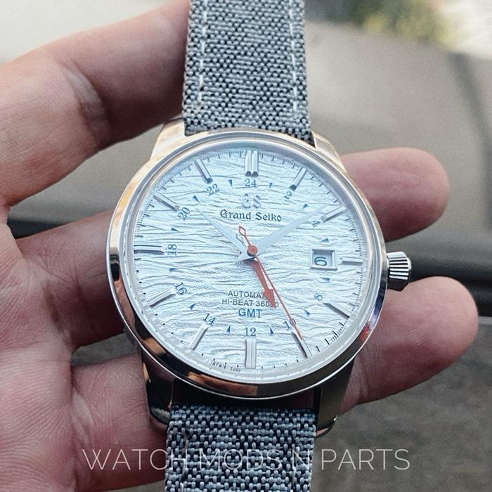 WMNP GS Grand Seiko mod 40mm with Silver Ripple Dial GMT berfungsi Watch Watches Jam Tangan vintage
