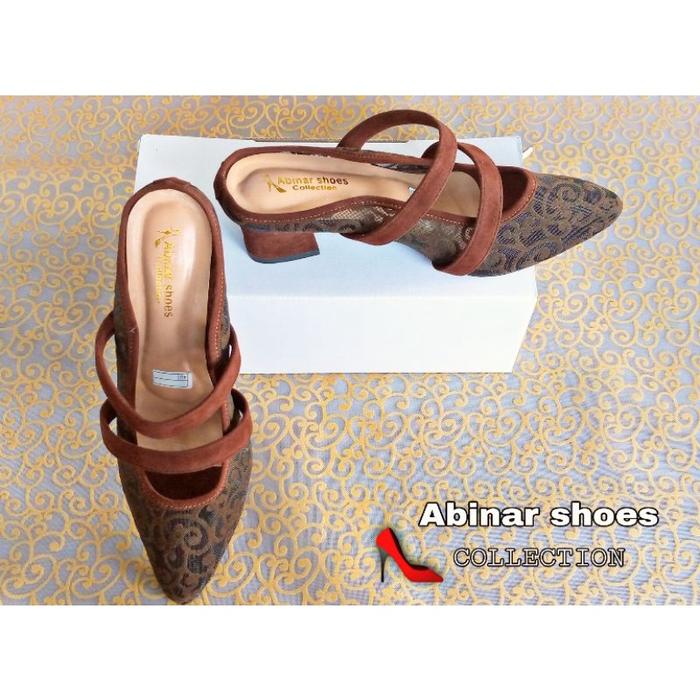 SANDAL SEPATU BRUKAT APOLLO /SANDAL PESTA/SANDAL KONDANGAN/SANDAL WANITA HAK  TAHU 5CM TERBAIK