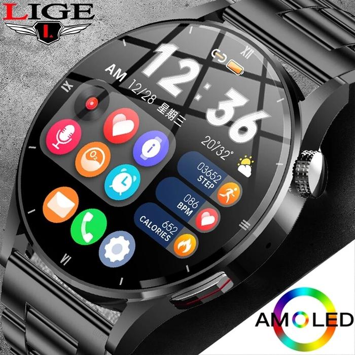 LIGE Jam Tangan 2023 untuk Jam Tangan Pintar Pria, Layar HD AMOLED