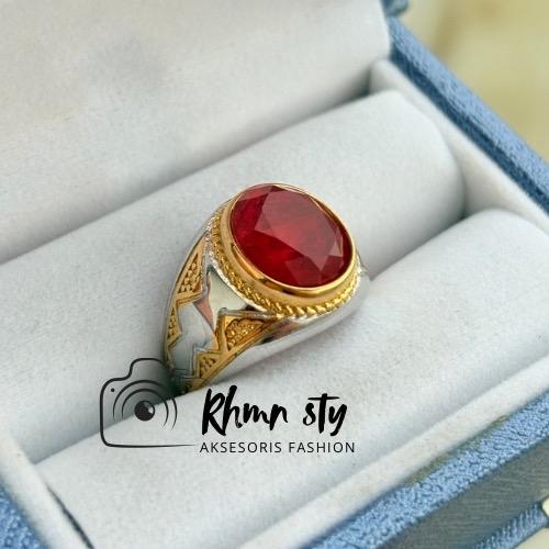 Cincin Batu merah siam kapas cutting
