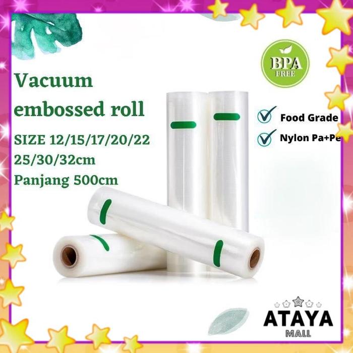 Plastik Vacuum Roll Embos Bertekstur 5Meter Vacum Makanan Baju 20 EMBOSS embos vacum ukuran 17 15 20
