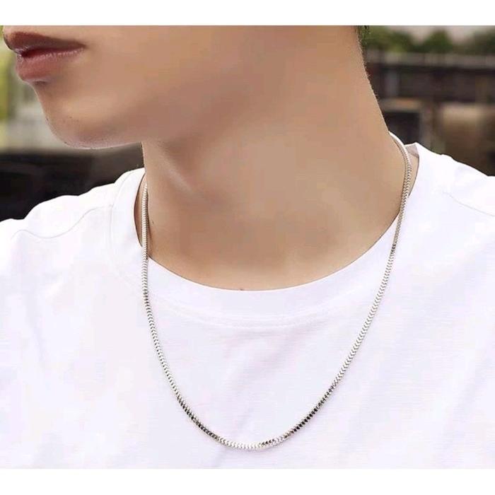Kalung titanium pria / kalung titanium milano silver / kalung titanium cowok / Kalung cowok aestheti