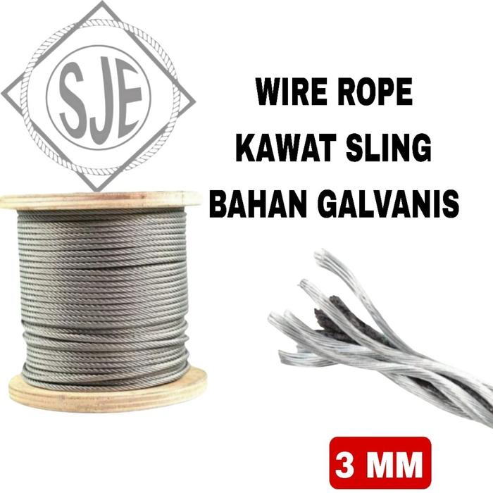 Sling baja 3mm / kawat baja 3mm / seling baja 3mm / bahan galvanis