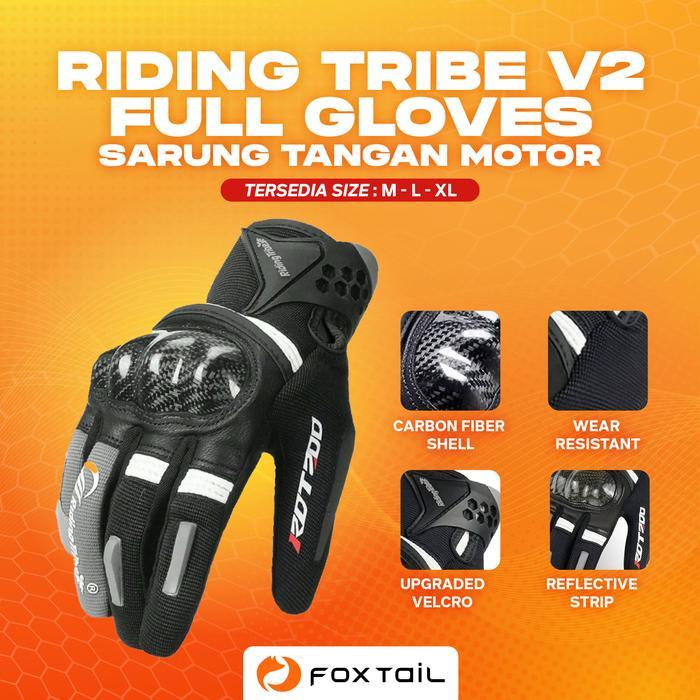 SPECIAL Foxtail Riding Tribe V2 Full Gloves Carbon Fiber Shell Sarung Tangan Motor Glove RidingTribe