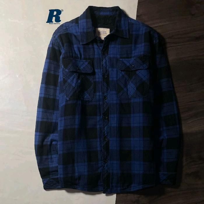 Kemeja Lengan Panjang Jacket Flannel Shirt Sherpa Outer Tebal Double Pocket BOSTON TRADERS Size L fi